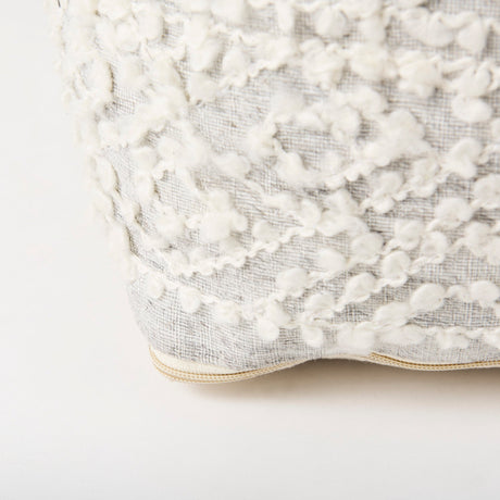 Farida Light Gray Wool and Polyester Patterned Pouf by Mercana at Eve Furniture