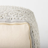 Farida Light Gray Wool and Polyester Patterned Pouf by Mercana at Eve Furniture