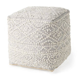 Farida Light Gray Wool and Polyester Patterned Pouf by Mercana at Eve Furniture