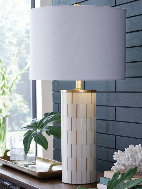 Faridworth White/Gold Finish Table Lamp by Ashley at Eve Furniture