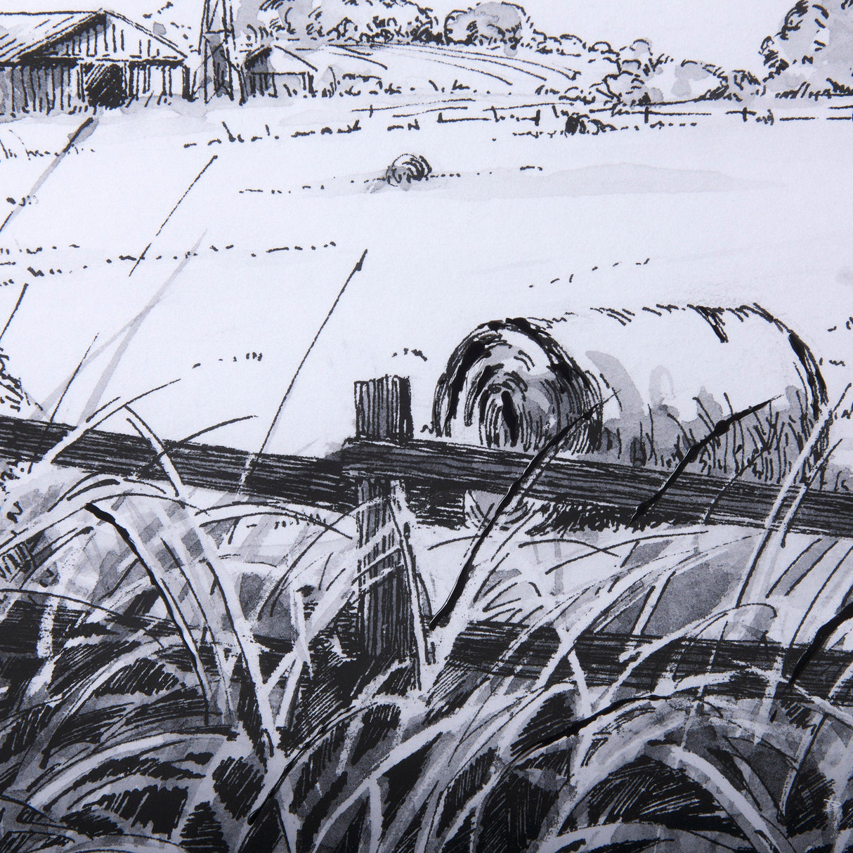 Farm View I by Mercana Studio a Hand Embellished Textured Framed Art Print Matted under Glass by Mercana at Eve Furniture