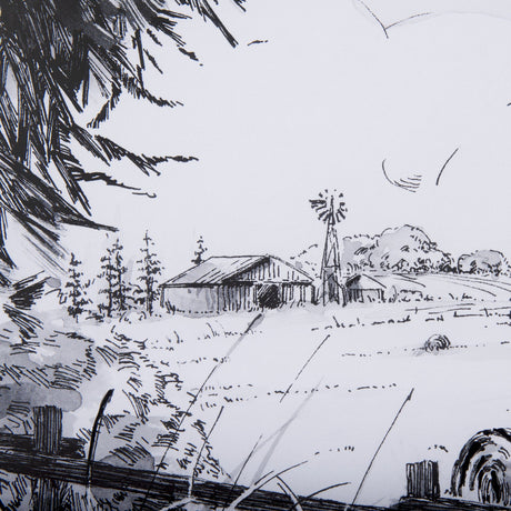 Farm View I by Mercana Studio a Hand Embellished Textured Framed Art Print Matted under Glass by Mercana at Eve Furniture