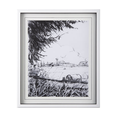Farm View I by Mercana Studio a Hand Embellished Textured Framed Art Print Matted under Glass by Mercana at Eve Furniture