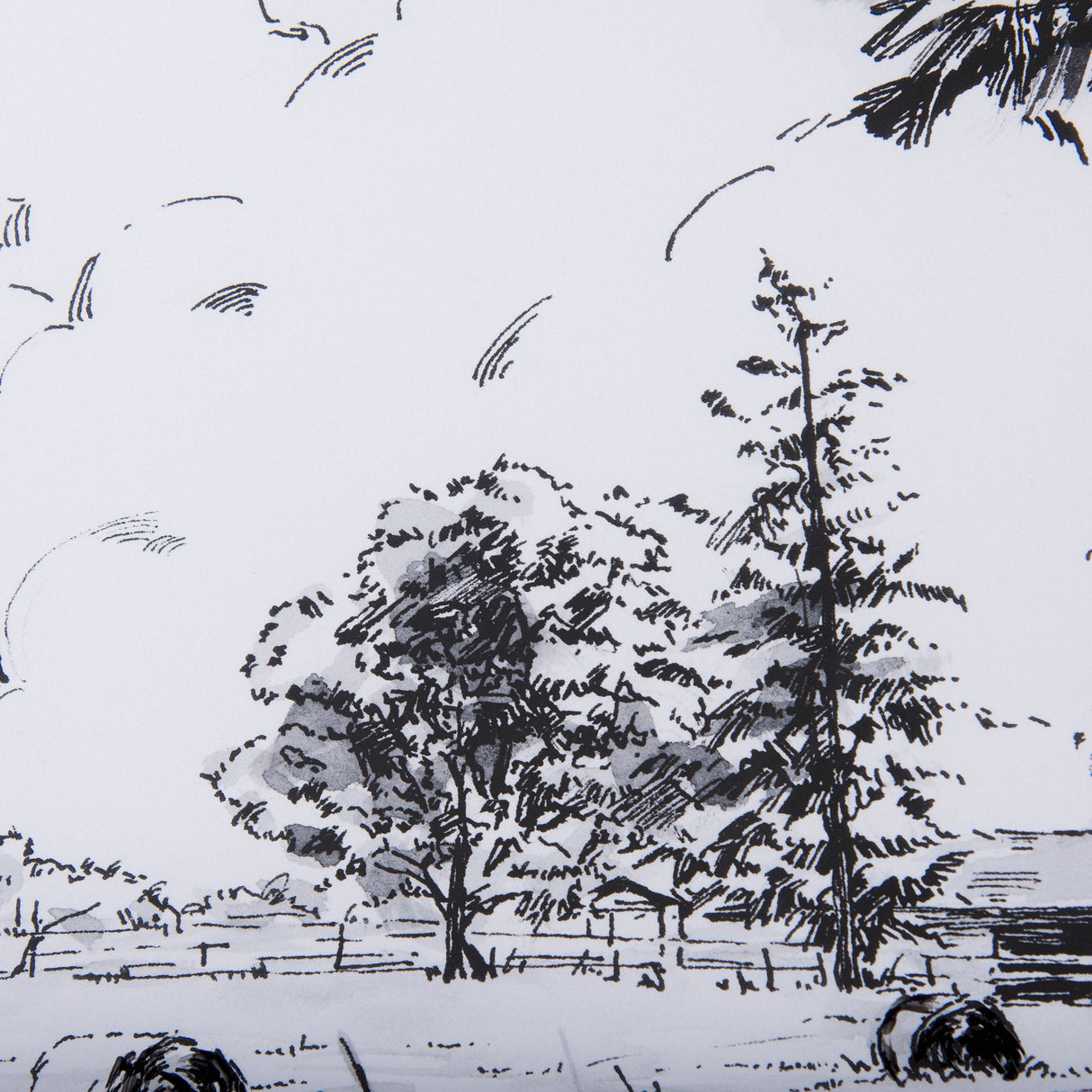 Farm View II by Mercana Studio a Hand Embellished Textured Framed Art Print Matted under Glass by Mercana at Eve Furniture