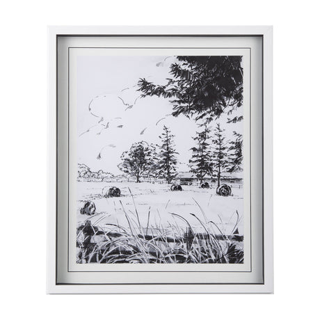 Farm View II by Mercana Studio a Hand Embellished Textured Framed Art Print Matted under Glass by Mercana at Eve Furniture