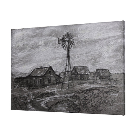 Farm view sketch I by Mercana Studio a Hand Embellished Textured Canvas by Mercana at Eve Furniture