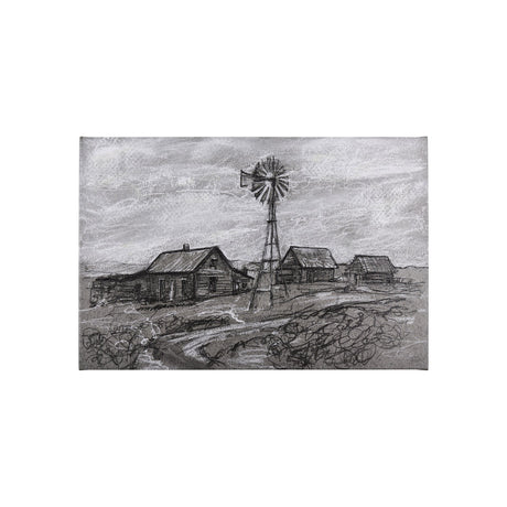 Farm view sketch I by Mercana Studio a Hand Embellished Textured Canvas by Mercana at Eve Furniture