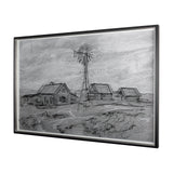 Farm view sketch I by Mercana Studio a Hand Embellished Textured Framed Art Print Matted under Glass by Mercana at Eve Furniture