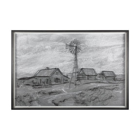 Farm view sketch I by Mercana Studio a Hand Embellished Textured Framed Art Print Matted under Glass by Mercana at Eve Furniture