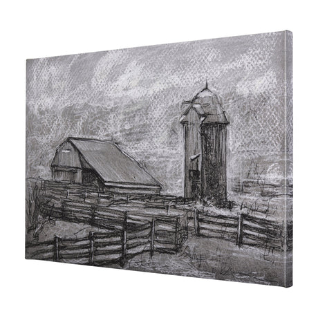 Farm view sketch II by Mercana Studio a Hand Embellished Textured Canvas by Mercana at Eve Furniture