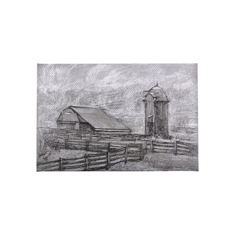 Farm view sketch II by Mercana Studio a Hand Embellished Textured Canvas by Mercana at Eve Furniture