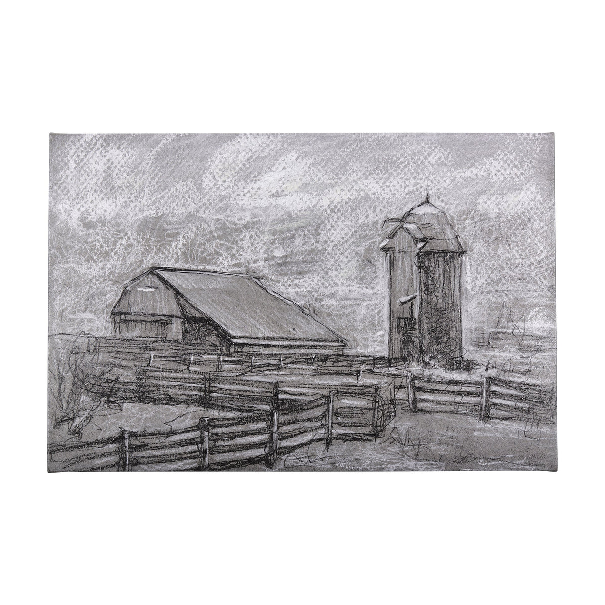 Farm view sketch II by Mercana Studio a Hand Embellished Textured Canvas by Mercana at Eve Furniture