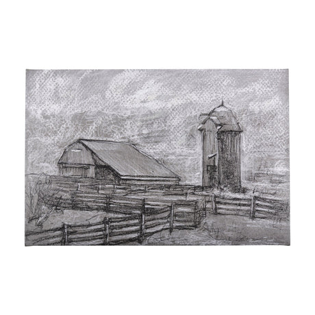 Farm view sketch II by Mercana Studio a Hand Embellished Textured Canvas by Mercana at Eve Furniture
