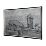 Farm view sketch II by Mercana Studio Hand Embellished Textured Framed Art Print Matted under Glass by Mercana at Eve Furniture