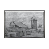 Farm view sketch II by Mercana Studio Hand Embellished Textured Framed Art Print Matted under Glass by Mercana at Eve Furniture