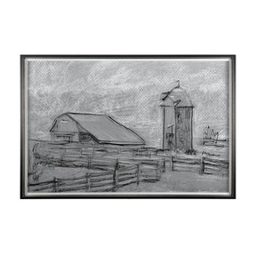 Farm view sketch II by Mercana Studio Hand Embellished Textured Framed Art Print Matted under Glass by Mercana at Eve Furniture