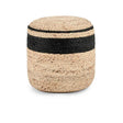 Faro Jute Beige Natural/Black Pouf by Classic Home at Eve Furniture