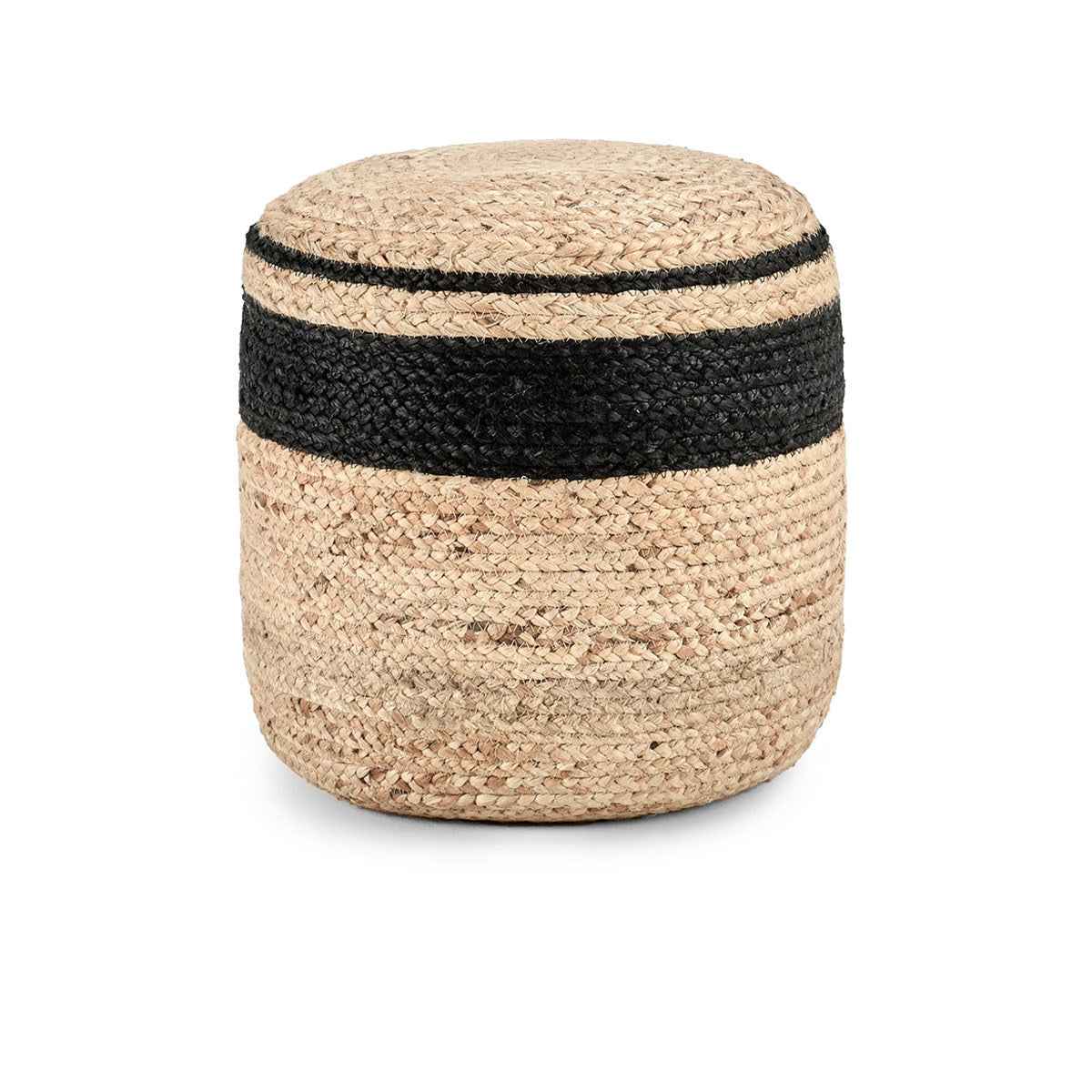 Faro Jute Beige Natural/Black Pouf by Classic Home at Eve Furniture