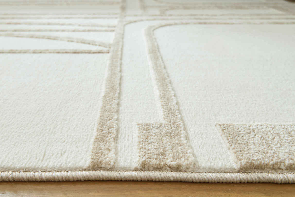 Farongrove Ivory/Beige Large Rug by Ashley at Eve Furniture