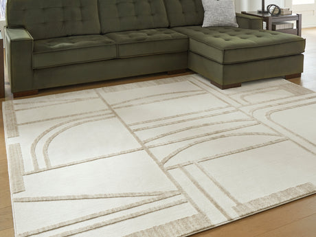 Farongrove Ivory/Beige Large Rug by Ashley at Eve Furniture