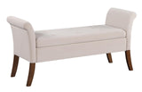 Farrah Beige and Brown Upholstered Rolled Arms Storage Bench by Coaster at Eve Furniture