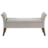 Farrah Beige and Brown Upholstered Rolled Arms Storage Bench by Coaster at Eve Furniture