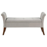 Farrah Beige and Brown Upholstered Rolled Arms Storage Bench by Coaster at Eve Furniture