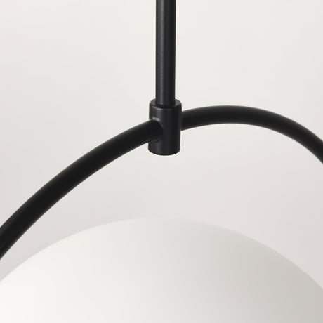 Farrah Frosted Glass Globe set in Matte Black Metal Pendant Ceiling Light by Mercana at Eve Furniture