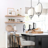 Farrah Frosted Glass Globe set in Matte Black Metal Pendant Ceiling Light by Mercana at Eve Furniture