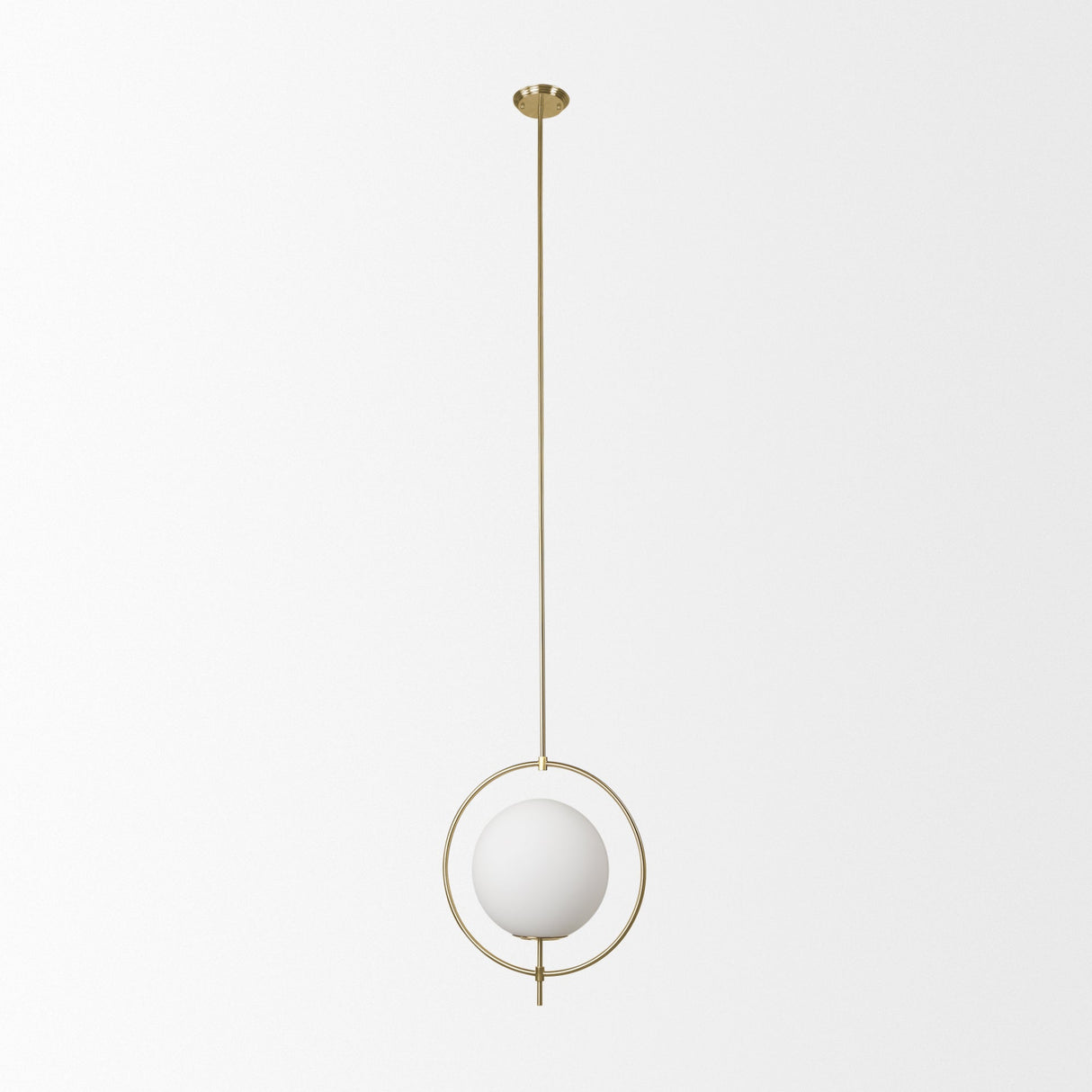 Farrah Frosted Glass Globe w/ Gold Metal Pendant Light by Mercana at Eve Furniture