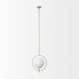 Farrah Frosted Glass Globe w/ Gold Metal Pendant Light by Mercana at Eve Furniture