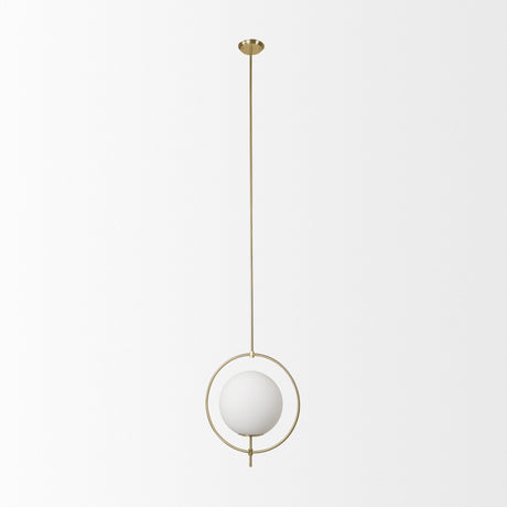 Farrah Frosted Glass Globe w/ Gold Metal Pendant Light by Mercana at Eve Furniture