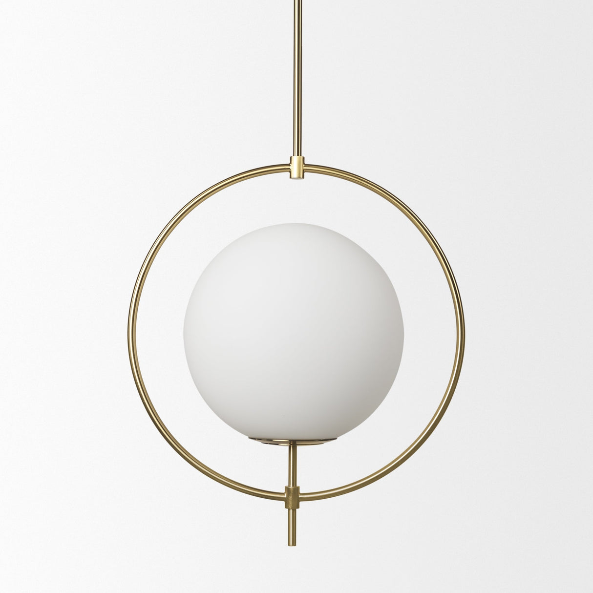 Farrah Frosted Glass Globe w/ Gold Metal Pendant Light by Mercana at Eve Furniture