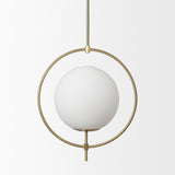 Farrah Frosted Glass Globe w/ Gold Metal Pendant Light by Mercana at Eve Furniture