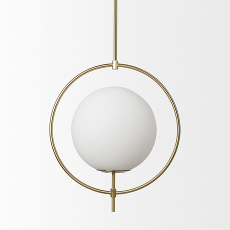 Farrah Frosted Glass Globe w/ Gold Metal Pendant Light by Mercana at Eve Furniture