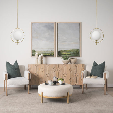 Farrah Frosted Glass Globe w/ Gold Metal Pendant Light by Mercana at Eve Furniture