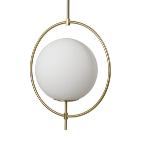 Farrah Frosted Glass Globe w/ Gold Metal Pendant Light by Mercana at Eve Furniture