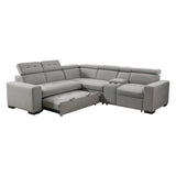 Farrah Light Gray 3-Piece Sectional with Adjustable Headrests, Pull-out Bed and Console by Homelegance at Eve Furniture