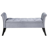 Farrah Silver and Black Upholstered Rolled Arms Storage Bench by Coaster at Eve Furniture