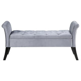 Farrah Silver and Black Upholstered Rolled Arms Storage Bench by Coaster at Eve Furniture