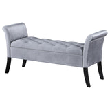 Farrah Silver and Black Upholstered Rolled Arms Storage Bench by Coaster at Eve Furniture