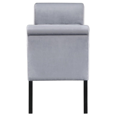 Farrah Silver and Black Upholstered Rolled Arms Storage Bench by Coaster at Eve Furniture