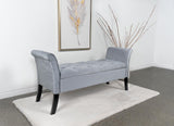 Farrah Silver and Black Upholstered Rolled Arms Storage Bench by Coaster at Eve Furniture
