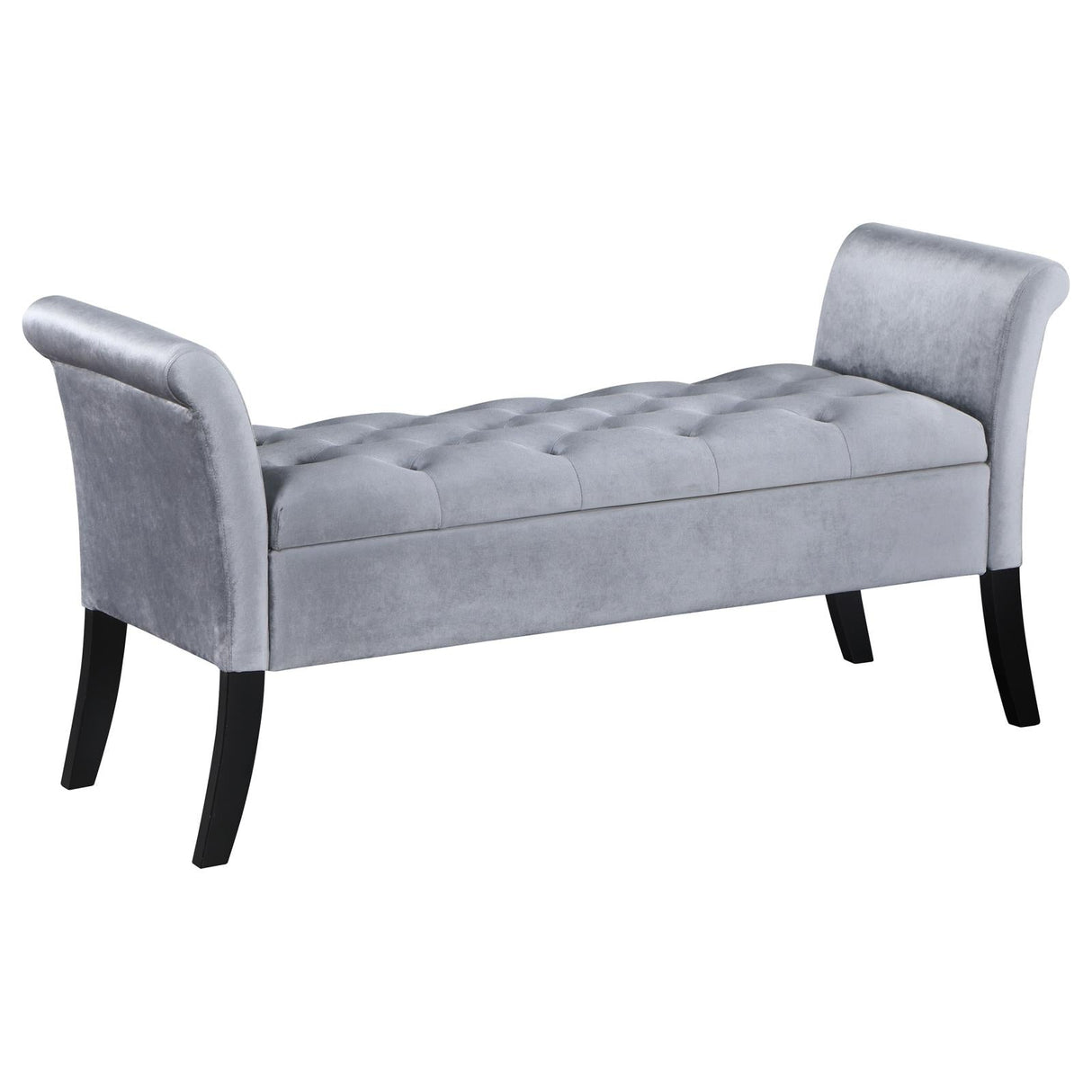 Farrah Silver/Black Upholstered Rolled Arms Storage Bench