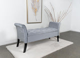 Farrah Silver/Black Upholstered Rolled Arms Storage Bench