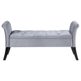 Farrah Silver/Black Upholstered Rolled Arms Storage Bench