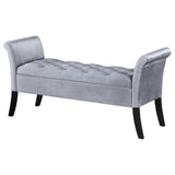 Farrah Silver/Black Upholstered Rolled Arms Storage Bench