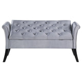 Farrah Silver/Black Upholstered Rolled Arms Storage Bench