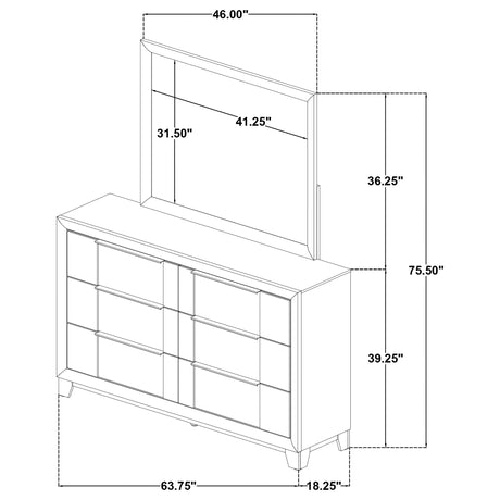 Farre Dark Brown 6-Drawer Dresser with Mirror by Coaster at Eve Furniture