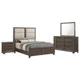 Farre Dark Brown/Beige 4-Piece Eastern King Upholstered Bedroom Set by Coaster at Eve Furniture